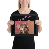 Framed photo paper poster • Frenchie Bubbles!