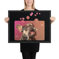 Framed photo paper poster • Frenchie Bubbles!