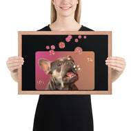Framed photo paper poster • Frenchie Bubbles!