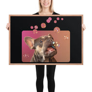 Framed photo paper poster • Frenchie Bubbles!
