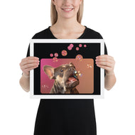 Framed photo paper poster • Frenchie Bubbles!