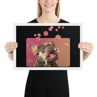 Framed photo paper poster • Frenchie Bubbles!