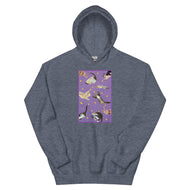 Unisex Hoodie • Purple Under Cats • Yellow Balls