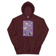 Unisex Hoodie • Purple Under Cats • Yellow Balls