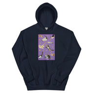 Unisex Hoodie • Purple Under Cats • Yellow Balls