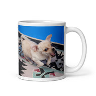 White glossy mug • Sadie on the Move!