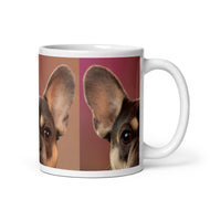 White glossy mug • Frenchie • Portrait • Panorama