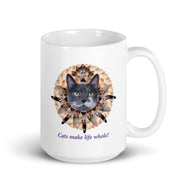 White glossy mug • Cats Make Life Whole!