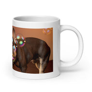 White glossy mug • Frenchie Bubbles • Panorama