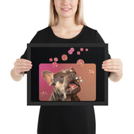Framed photo paper poster • Frenchie Bubbles!