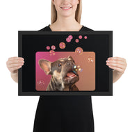 Framed photo paper poster • Frenchie Bubbles!