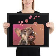 Framed photo paper poster • Frenchie Bubbles!
