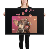 Framed photo paper poster • Frenchie Bubbles!