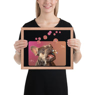 Framed photo paper poster • Frenchie Bubbles!
