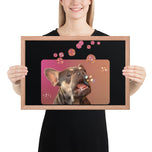 Framed photo paper poster • Frenchie Bubbles!