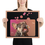 Framed photo paper poster • Frenchie Bubbles!
