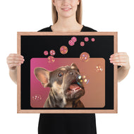 Framed photo paper poster • Frenchie Bubbles!