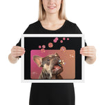 Framed photo paper poster • Frenchie Bubbles!