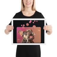 Framed photo paper poster • Frenchie Bubbles!