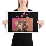 Framed photo paper poster • Frenchie Bubbles!