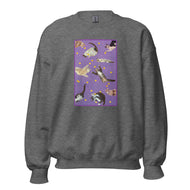 Unisex Sweatshirt • Purple Under Cats • Yellow Balls