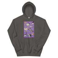 Unisex Hoodie • Purple Under Cats • Yellow Balls