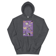 Unisex Hoodie • Purple Under Cats • Yellow Balls
