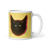 White glossy mug • Cats' House • Wall Opening • 2 Views