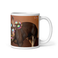 White glossy mug • Frenchie Bubbles • Panorama