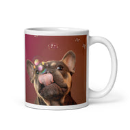 White glossy mug • Frenchie • Bubbles Capture • 2 Views