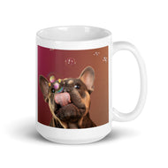 White glossy mug • Frenchie • Bubbles Capture • 2 Views