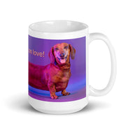 White glossy mug • Long on Love • Dachshund