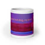White glossy mug • The original hot dog, no bun! • Dachshund