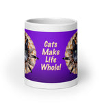 White glossy mug • Cats Make Life Whole!
