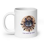 White glossy mug • Cats Make Life Whole!