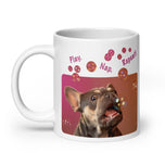 White glossy mug • Henry • Play – Nap – Repeat!