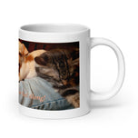 White glossy mug • Cats and Dogs Can Get Along!