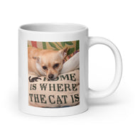 White glossy mug • Home is Where the Cat Is • 2 Views