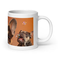 White glossy mug • Frenchie • Bubbles!